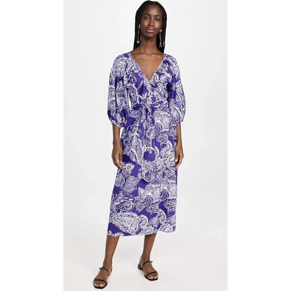 💕MARA HOFFMAN💕 Fila Dress ~ Purple with White Abstract Print Small S NWT - Picture 5 of 16